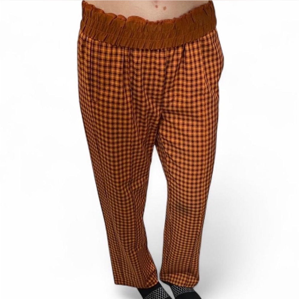 Aritzia Sunday Best Orange Plaid Aki Pants